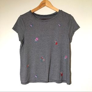 AE | Soft & Sexy Striped Tee, Floral Embroidery